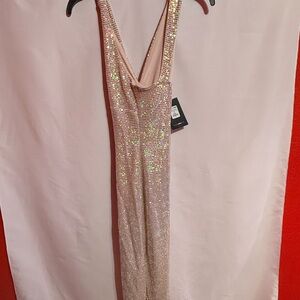 Fashion Nova Sequin Midi Dress Pink I Shine For Miles Bodycon Party Size L
